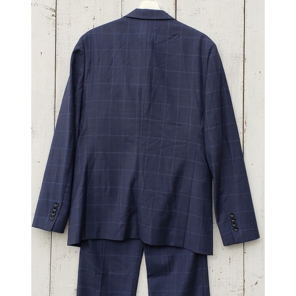Bonobos Navy Blue Windowpane Wool Suit Men's Blazer Jacket 40R / 33 Pants Slim - Picture 8 of 16
